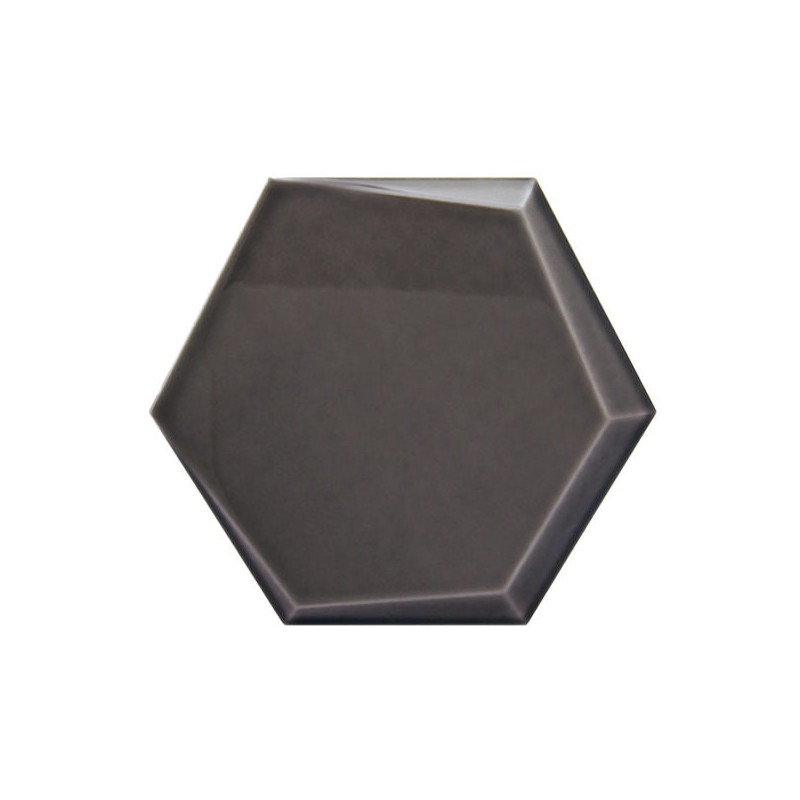 MOSAICO TILES 15X17 HEXAGONO CUÑA GRAFITO BRILLO C/RELIEVE