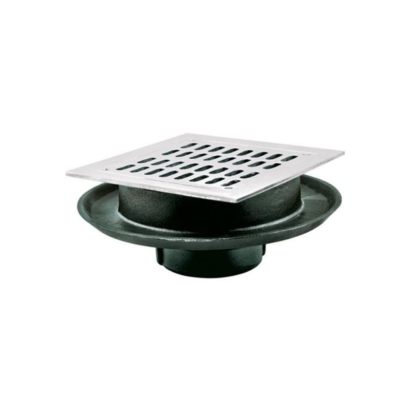 COLADERA HELVEX P/PISO C/REJILLA CUADRADA 25CM ACERO INOXIDABLE