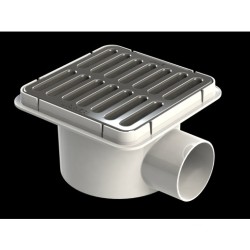 COLADERA URREA CUADRADA C/SALIDA LATERAL Y REJILLA CROMADA