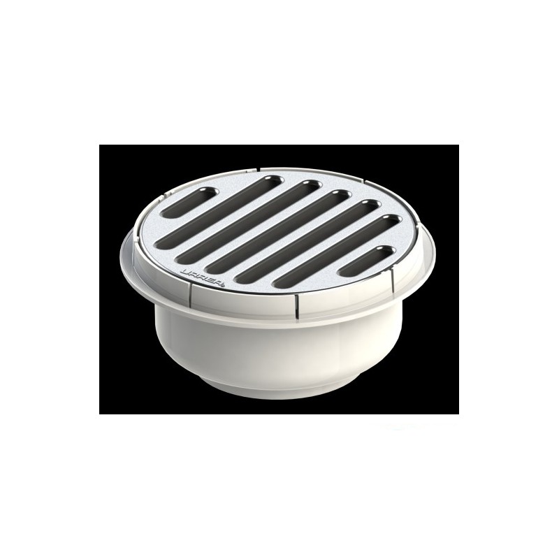 COLADERA URREA REDONDA C/SALIDA UNIVERSAL Y REJILLA ACERO INOX.