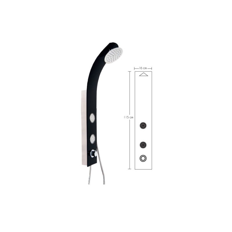 COLUMNA TOTAL SHOWER CRISTAL TEMPLADO NEGRO 2779-N